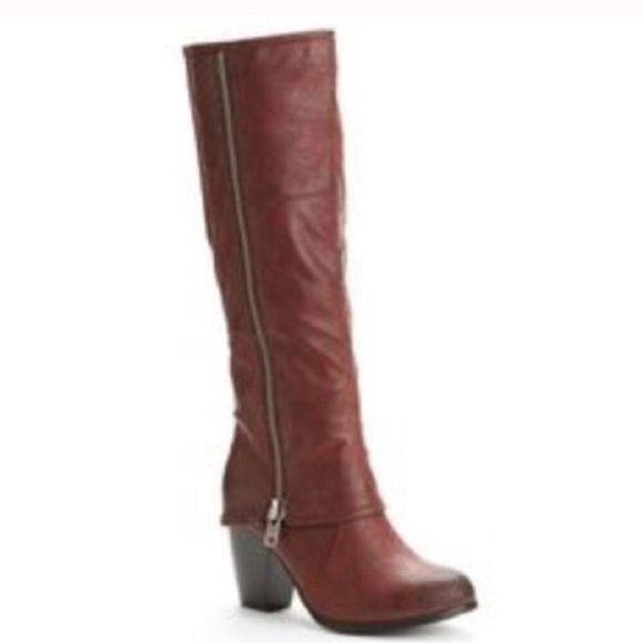 Too Lit Shoes - 👢Burgundy Brown Knee Boots with Zipper